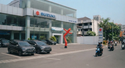 balon sky dancer tangerang dipasang di depan delaer mobil 