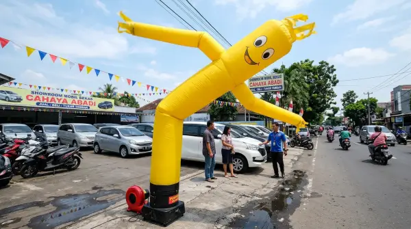 balon sky dancer semarang saat menarik perhatian pelanggan showroom mobil bekas
