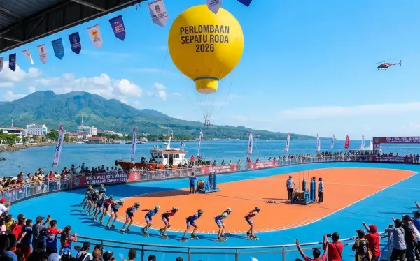 Berbentuk bulat sebagai penanda acara perlombaan sepatu roda di Manado.