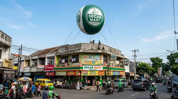 balon udara surabya saat promosi mall sayur dan buah